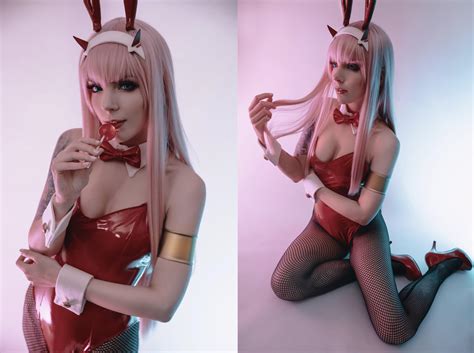 assuke cosplay as zero two bunny