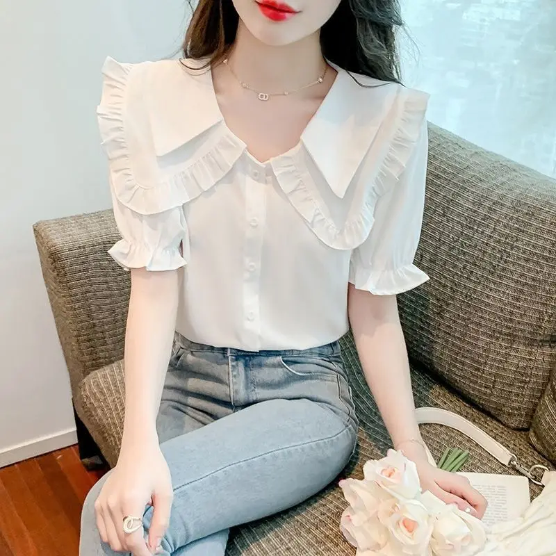 puff sleeve blouses femme tops korean