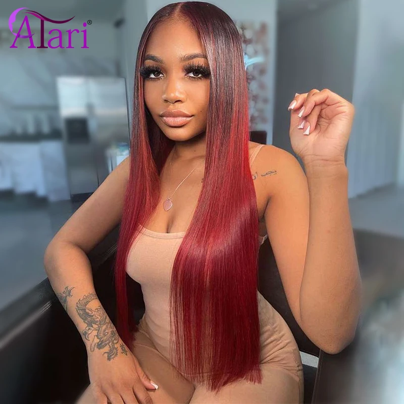 lace closure ombre red colored loose
