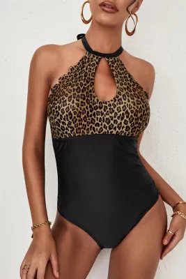 shewin black sexy leopard mesh patchwork