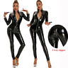 sleeveless hollow out catsuit wetlook leather