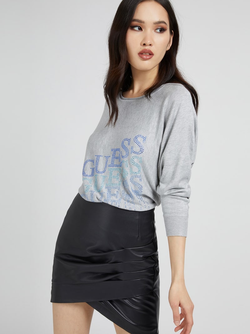 rhinestones logo sweater guess outlet